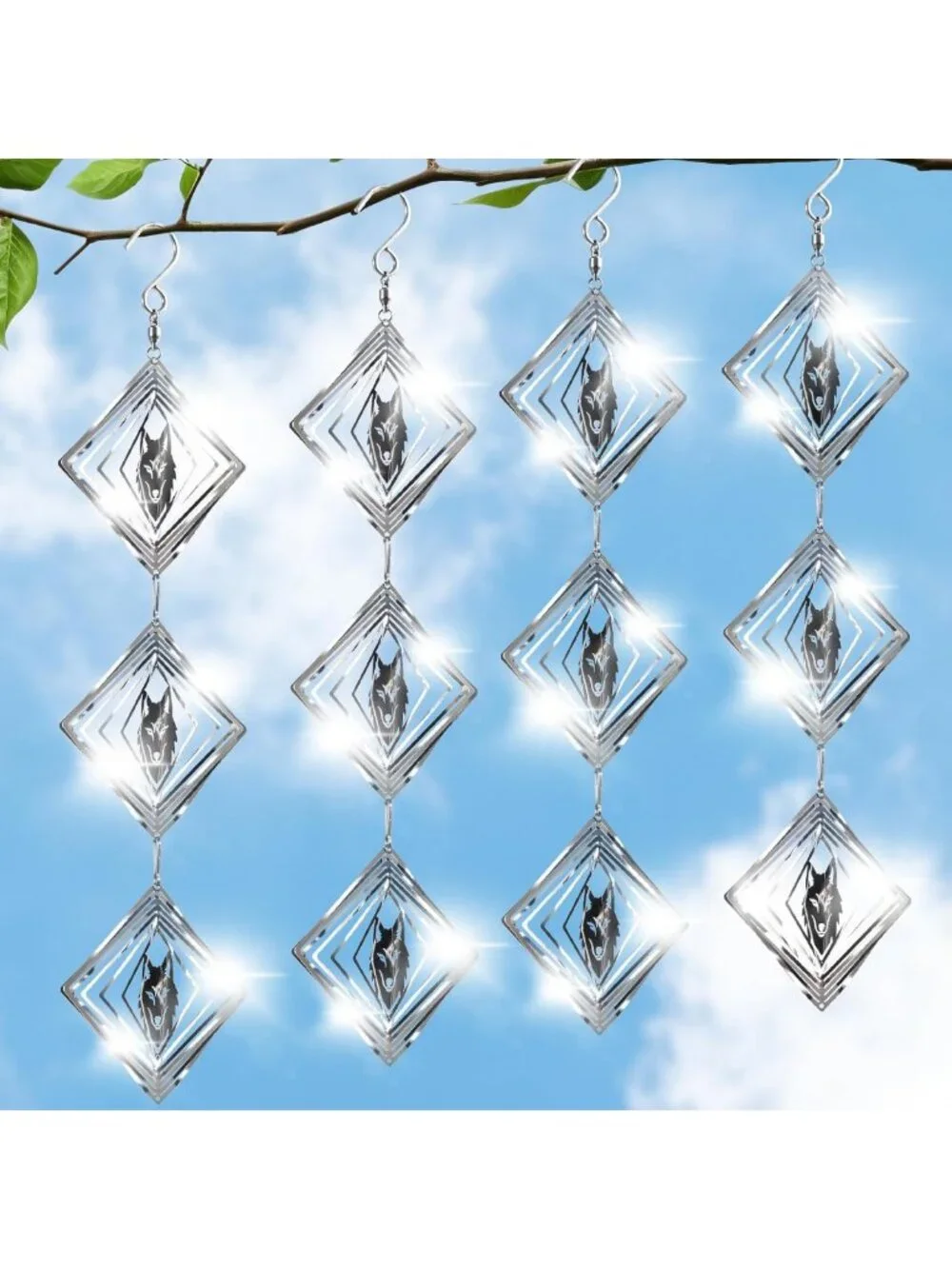 Reflective Wind Spinners - 12 Disc Set, 3D Bird Deterrents for Patio & Garden